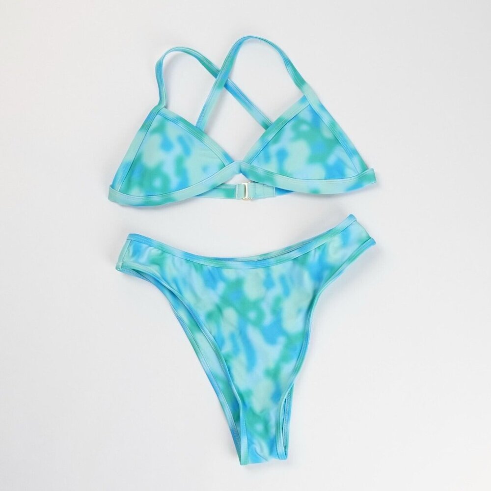 Blue-Green Tie-Dye Bikini Set - Women Swim Bikini